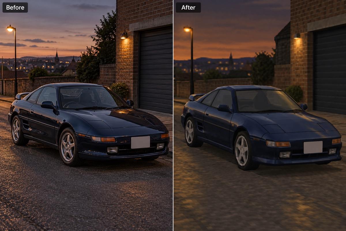 Car before and after PS2 filter