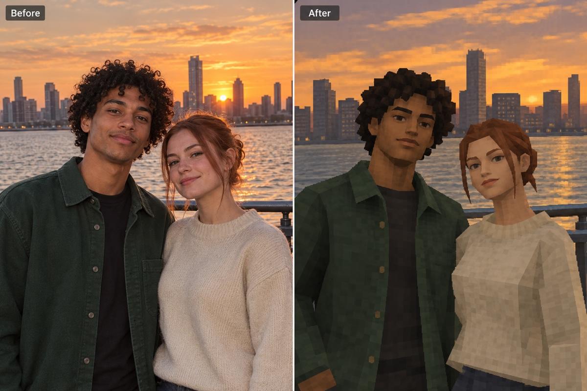 Couple before and after PS2 filter