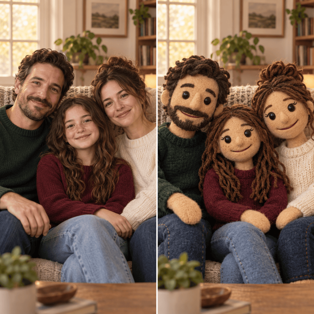 AI puppet family portrait