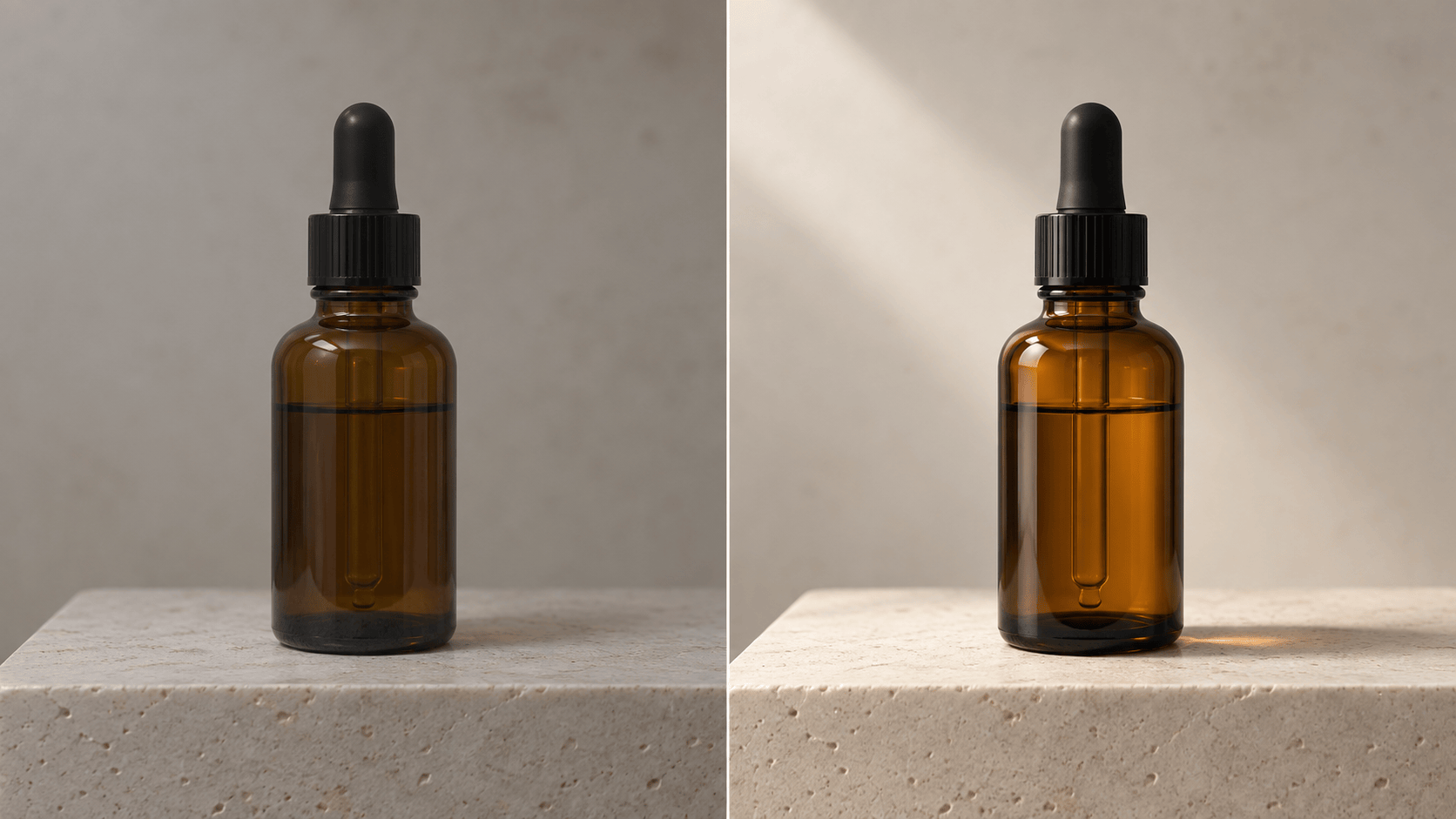 Product photo before and after AI relighting