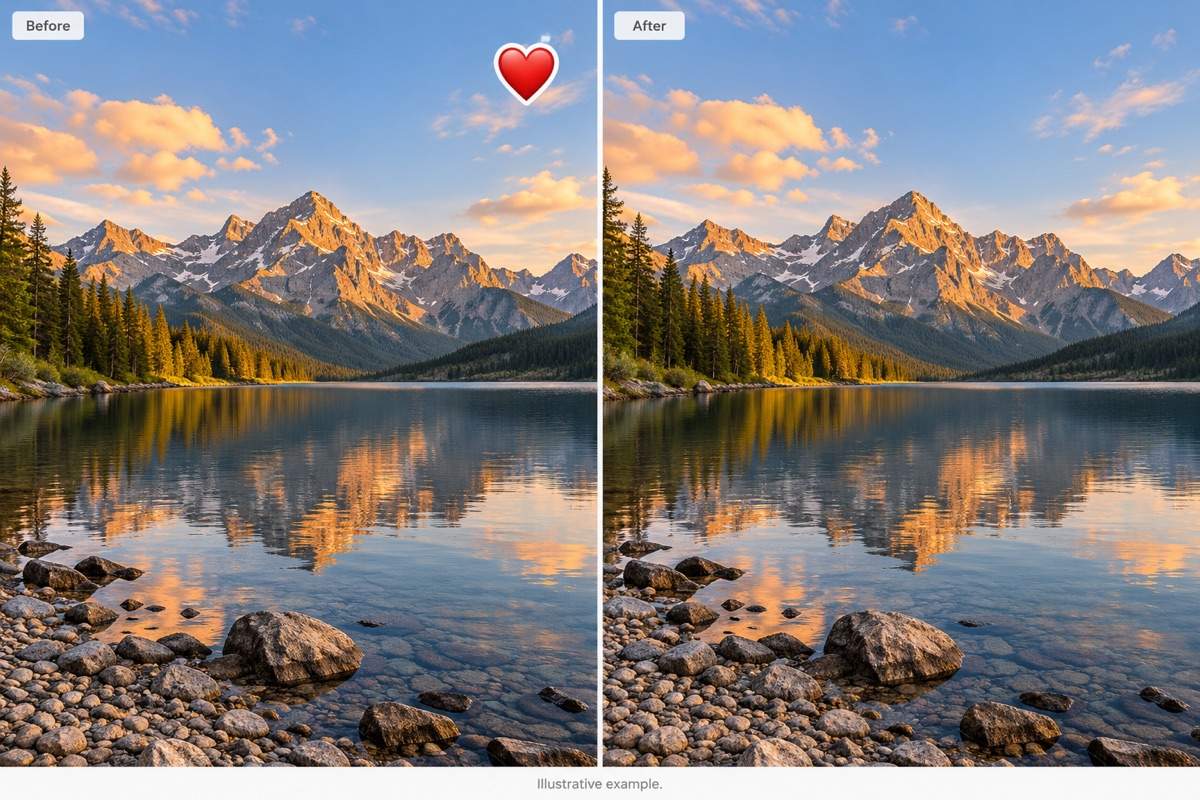 AI emoji removal on travel photo