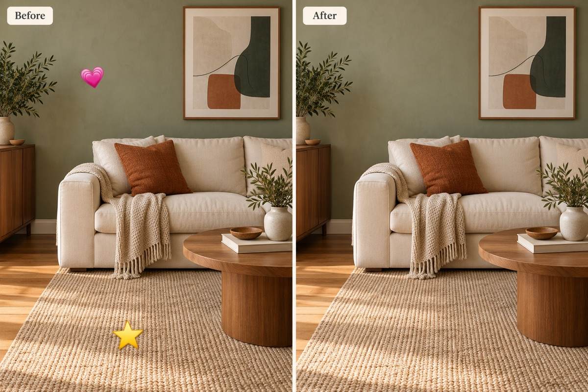Multiple emoji removal from room photo