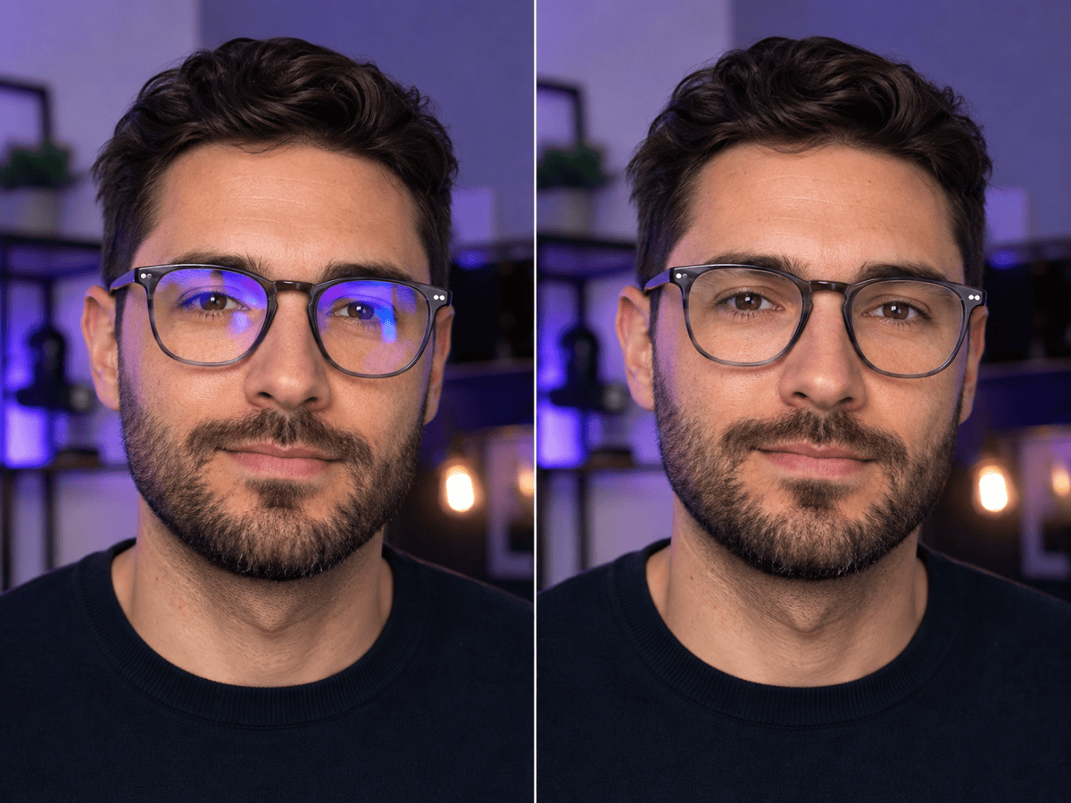 Colored lens glare cleanup