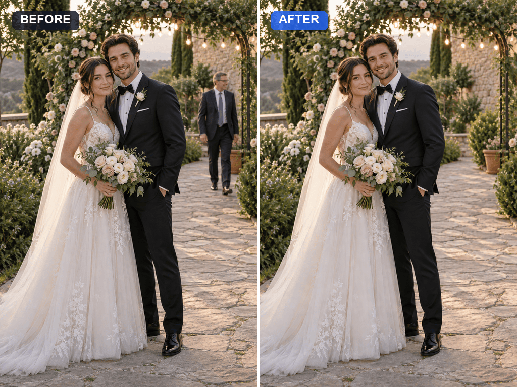 Remove person from wedding photo