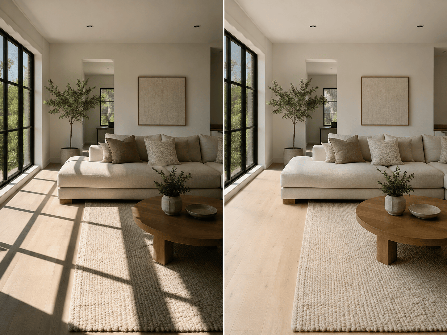 AI interior shadow removal example
