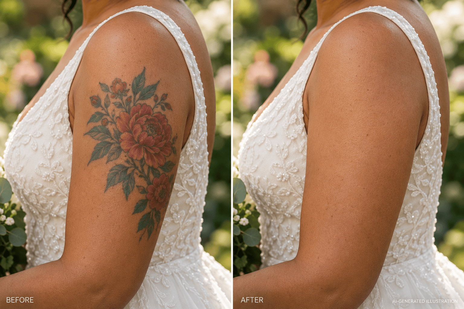 Shoulder tattoo removal before and after