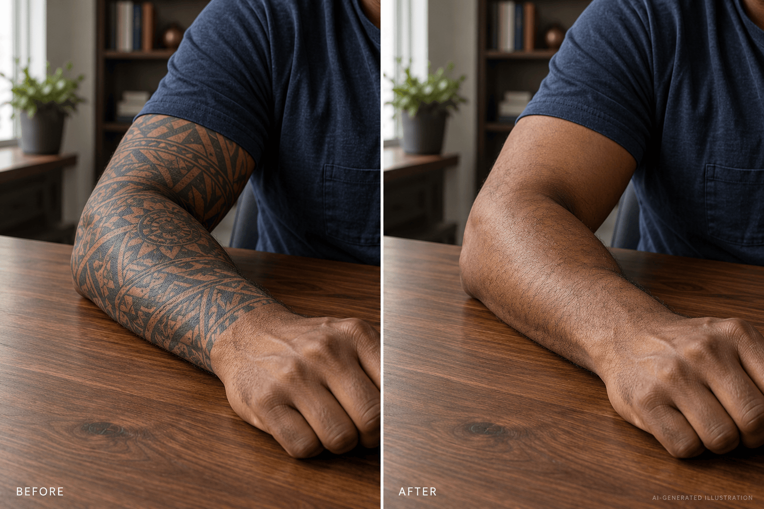 Sleeve tattoo removal before and after