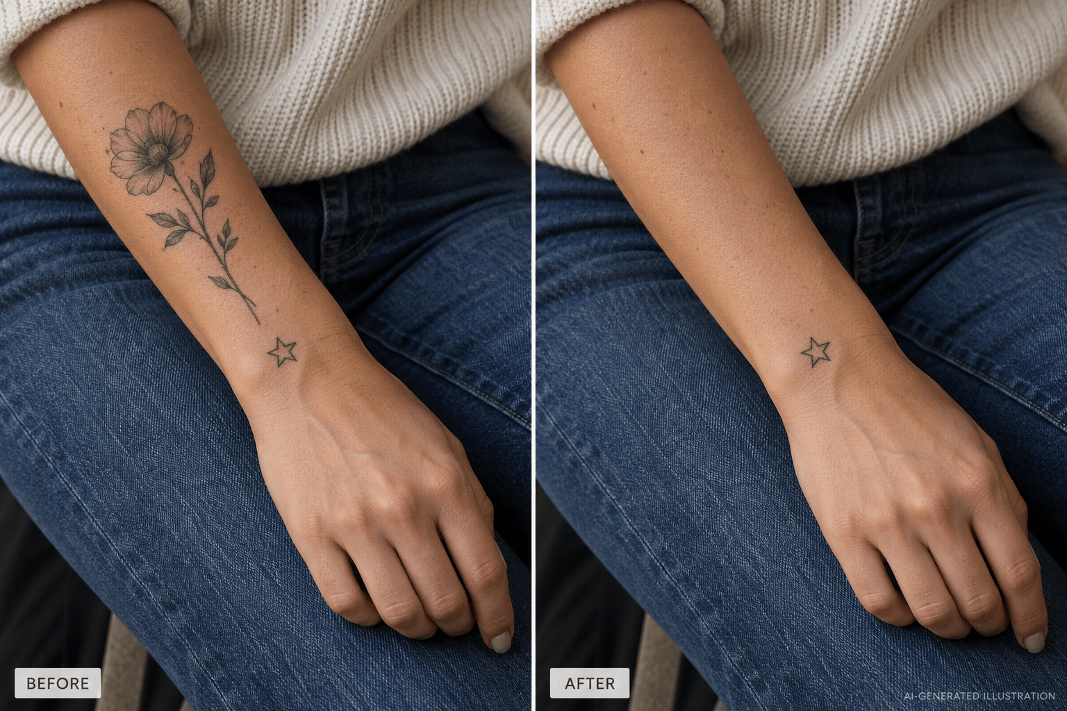 Selective tattoo removal before and after
