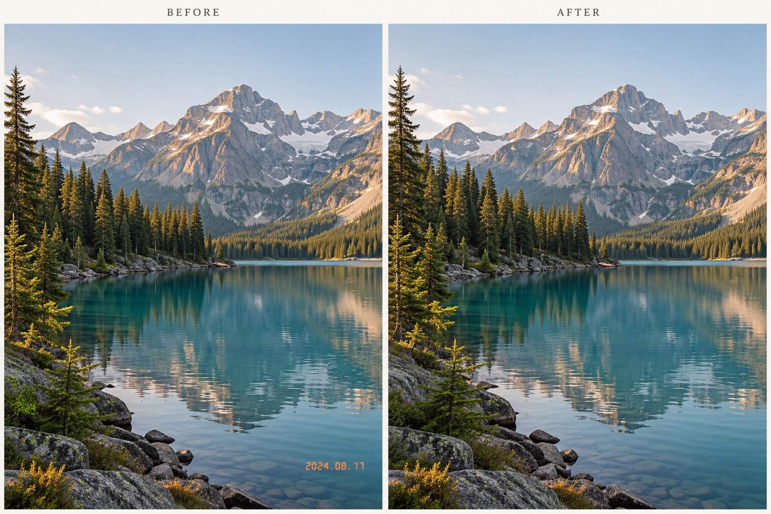 Date stamp removal before and after