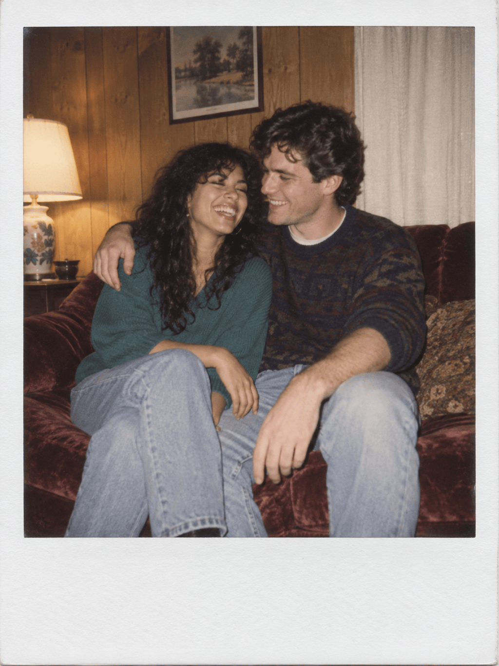 Polaroid-style AI couple portrait