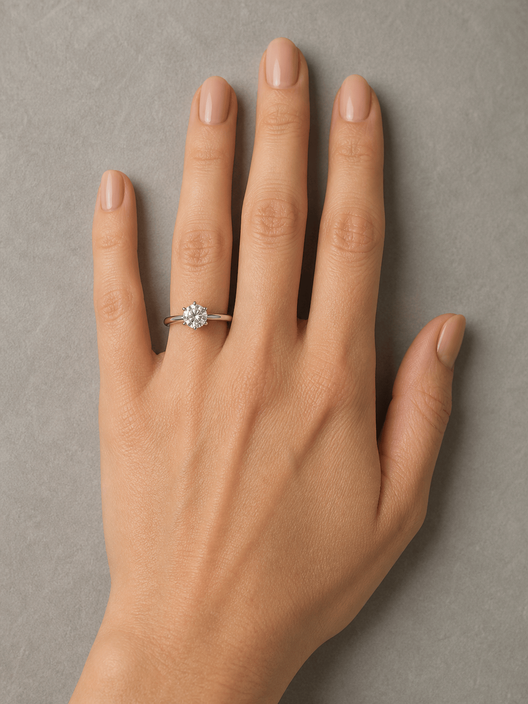 AI ring try on with a round solitaire engagement ring