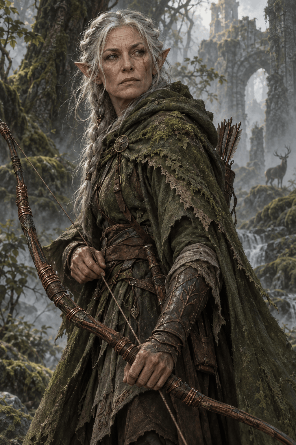 AI RPG elven ranger character portrait