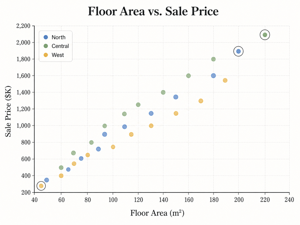 AI real estate scatter chart