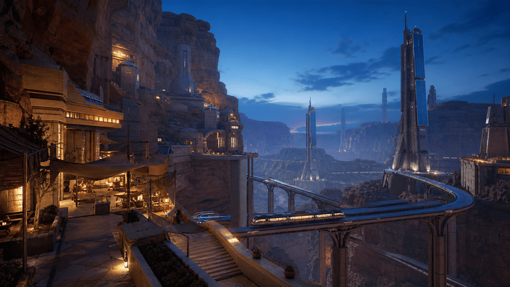 AI futuristic desert cityscape