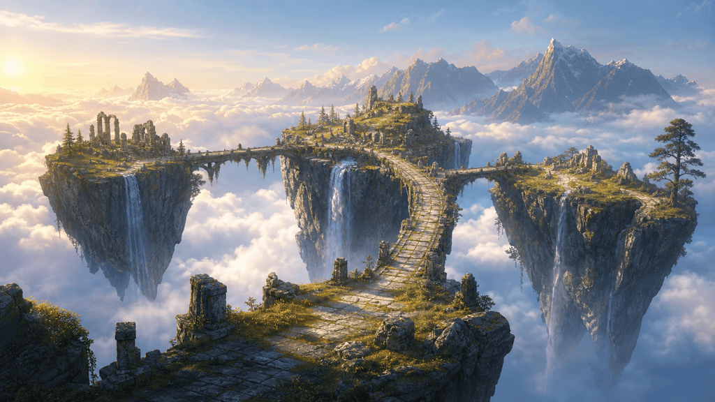 AI floating island scenery