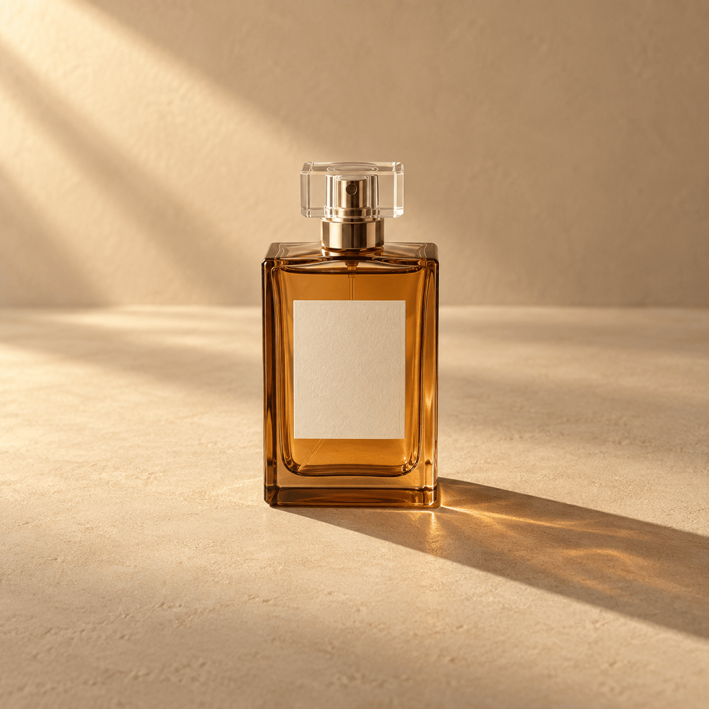 Long shadow on perfume bottle