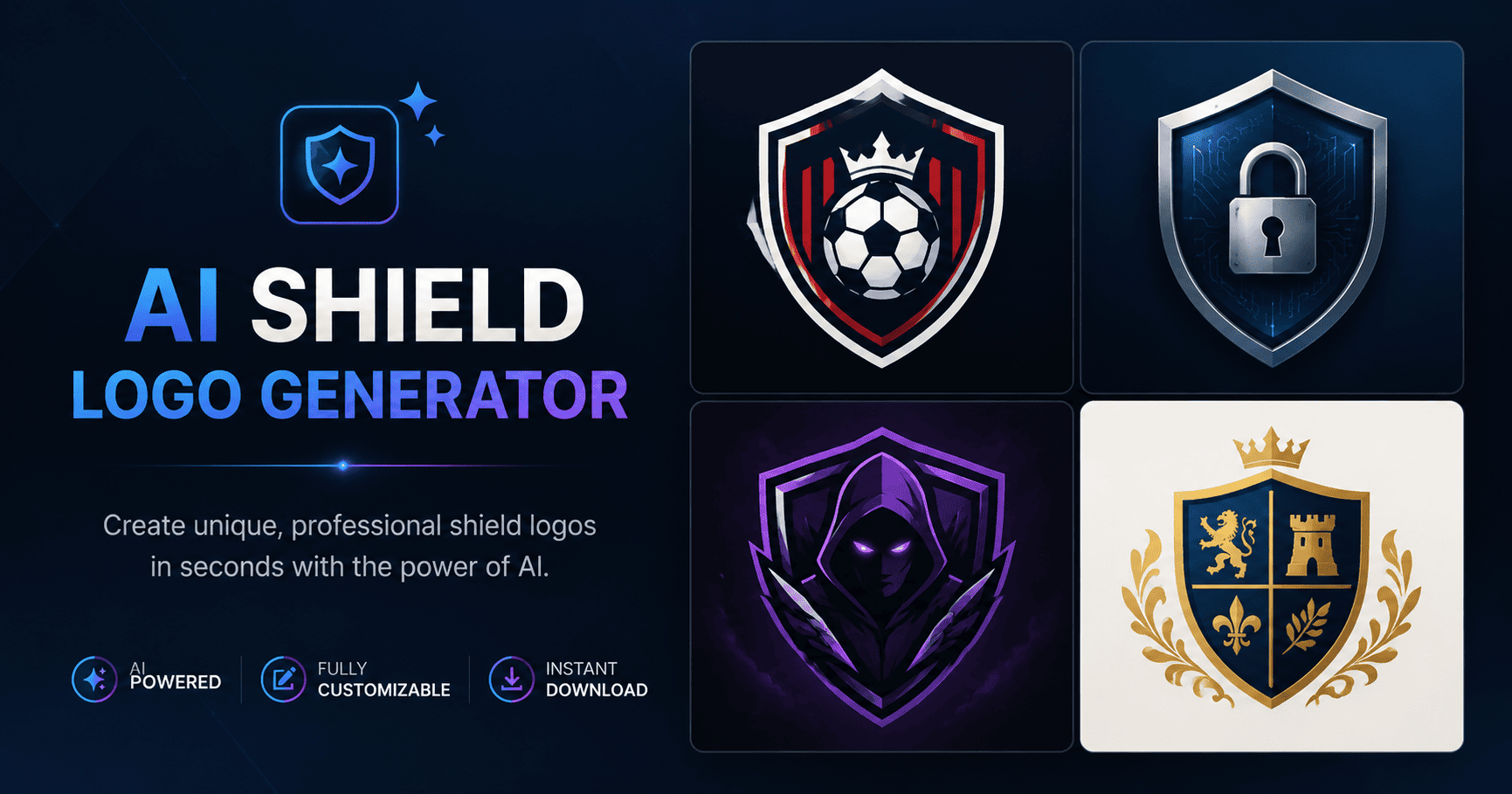 Generateur de logos bouclier IA