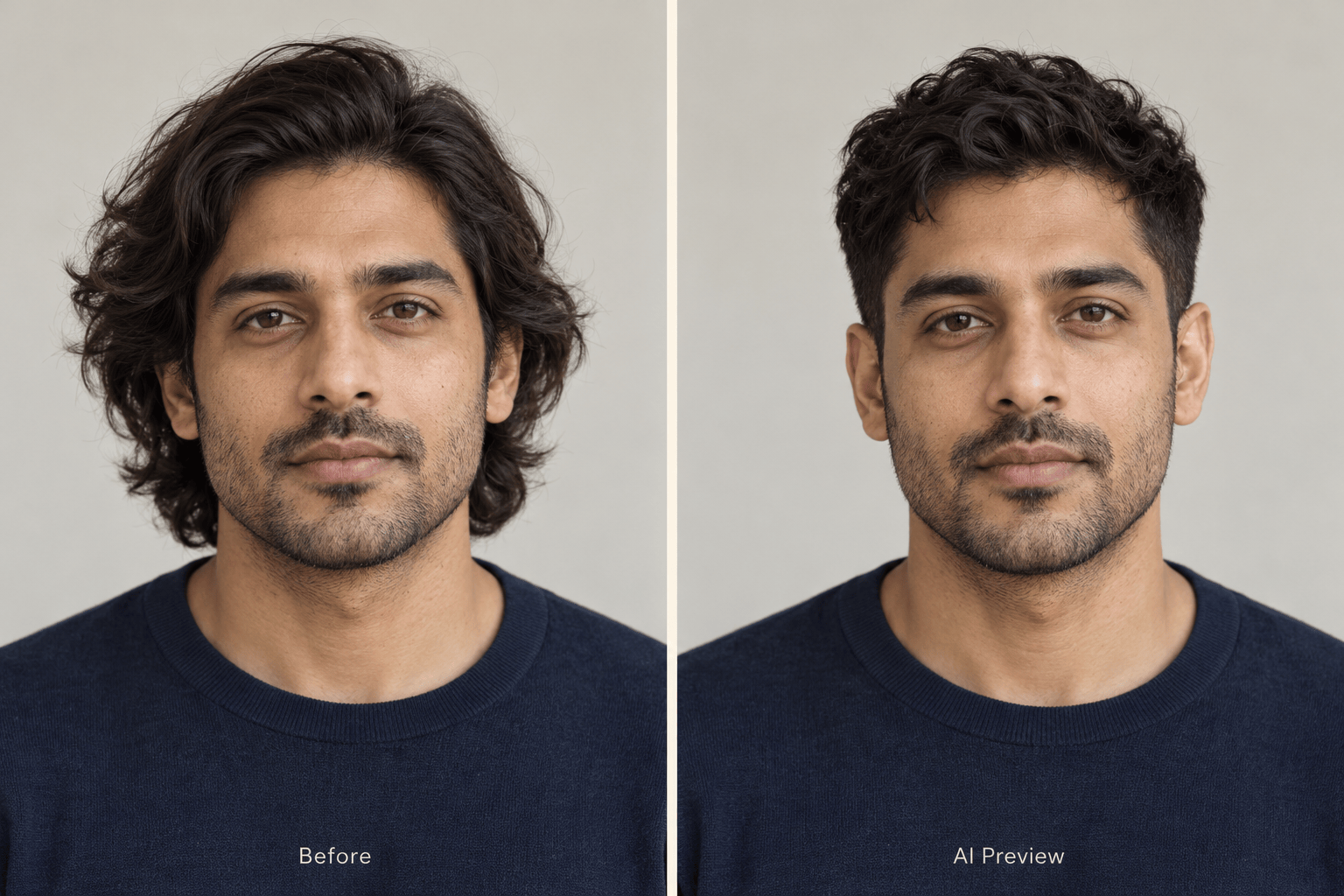 Men’s short haircut before and after