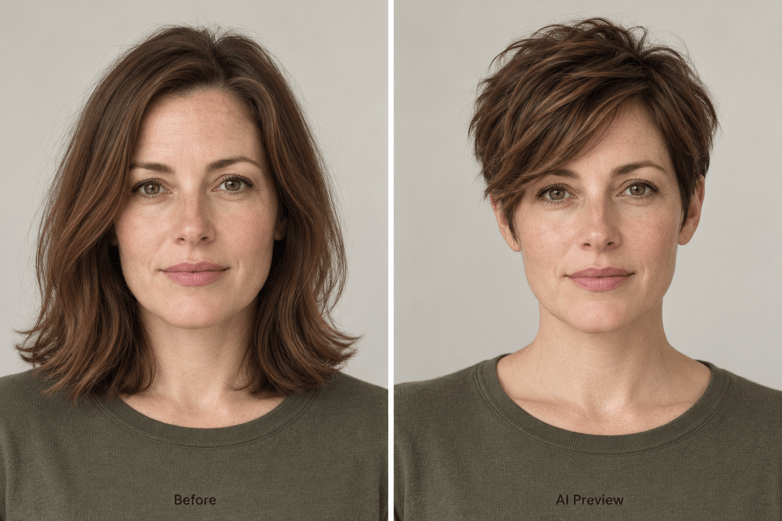 Pixie cut preview before and after