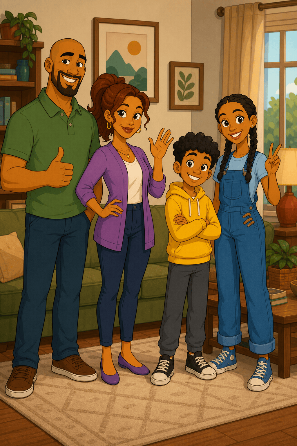 AI Simpsons-inspired family portrait