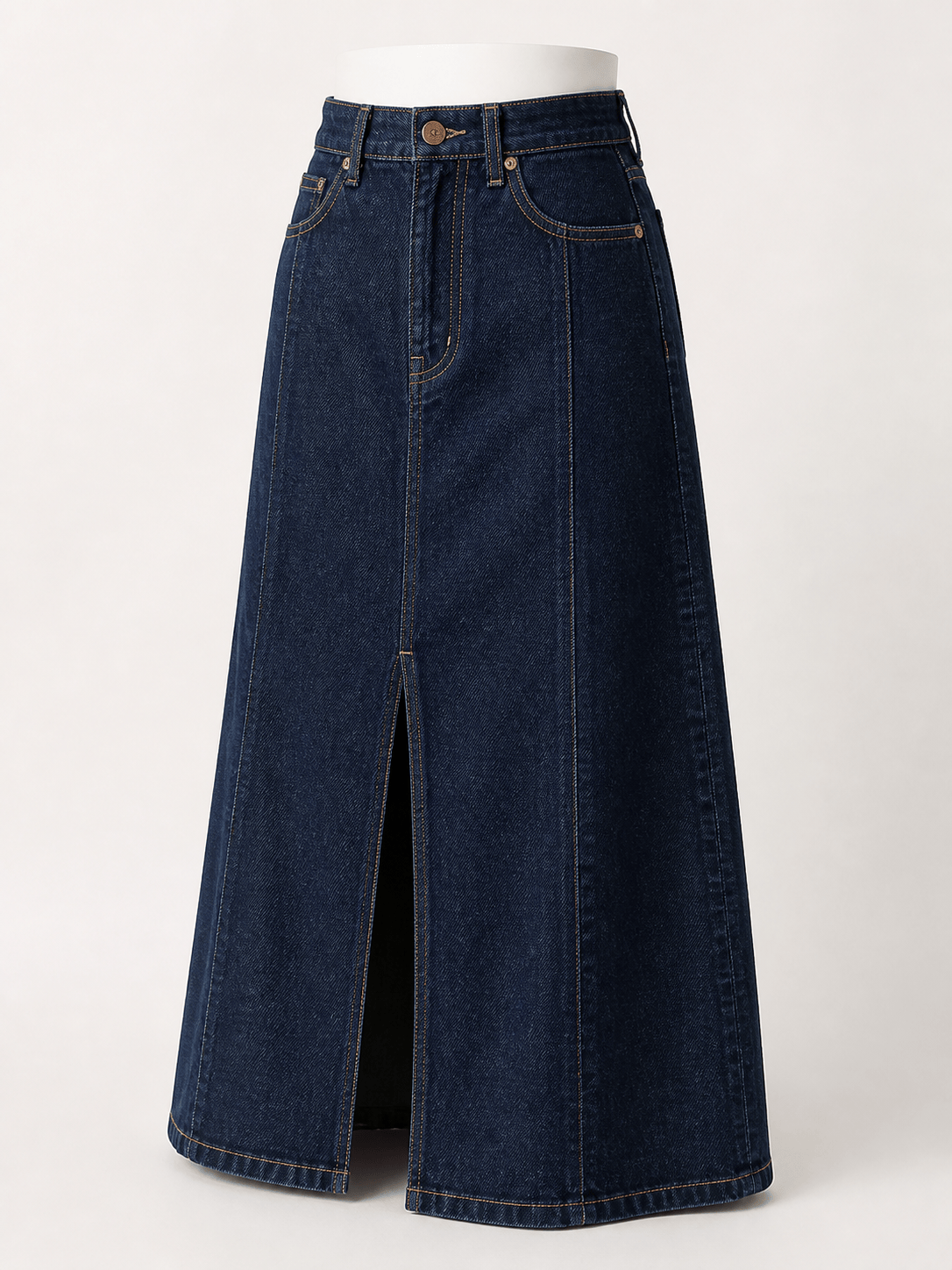 AI denim maxi skirt design
