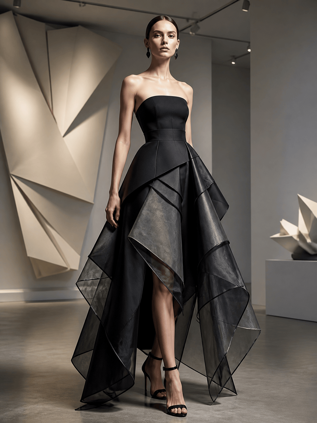 AI asymmetric runway skirt design