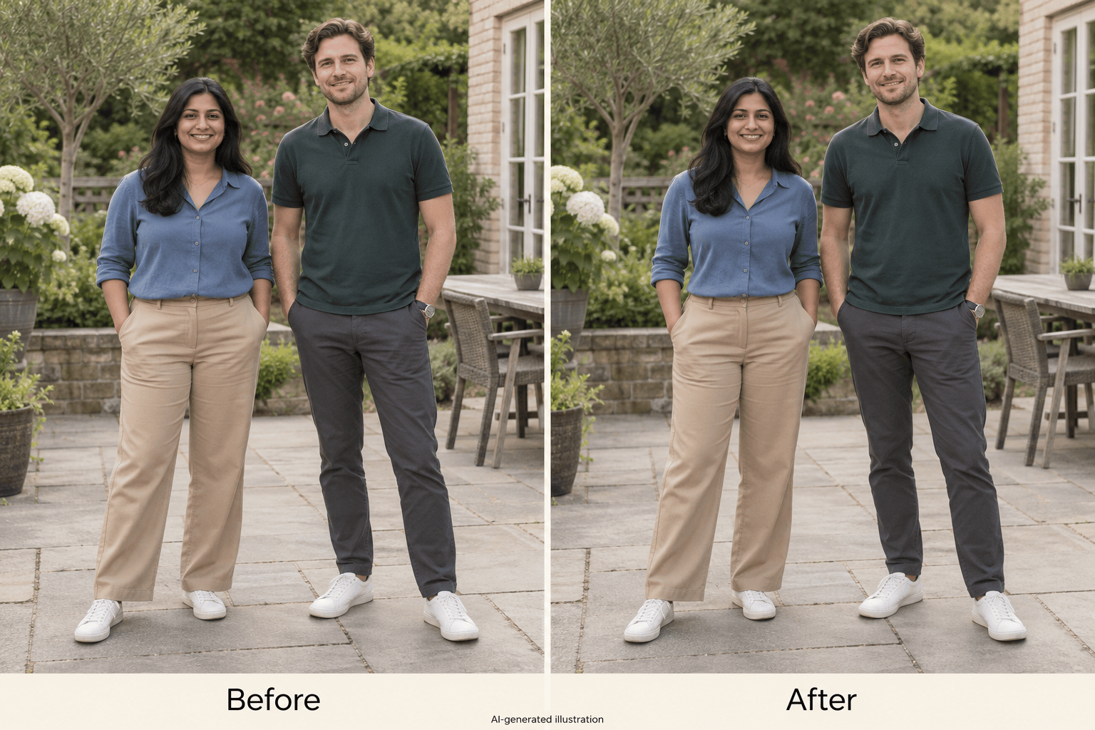 AI body editor group photo comparison