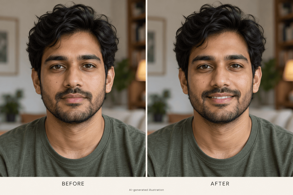 Natural smile filter for a casual portrait