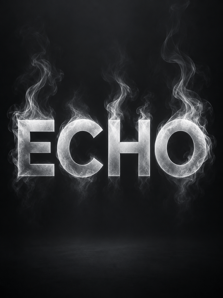 Silver smoke text on dark background