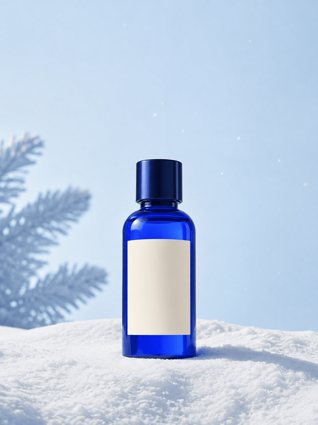 Snowy product background with AI