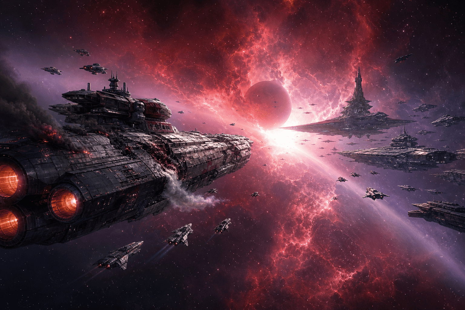 AI cinematic space fleet scene