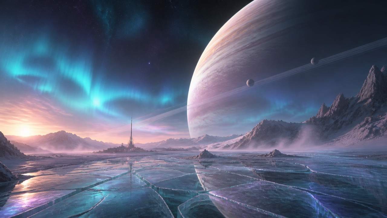 Alien planet space scene