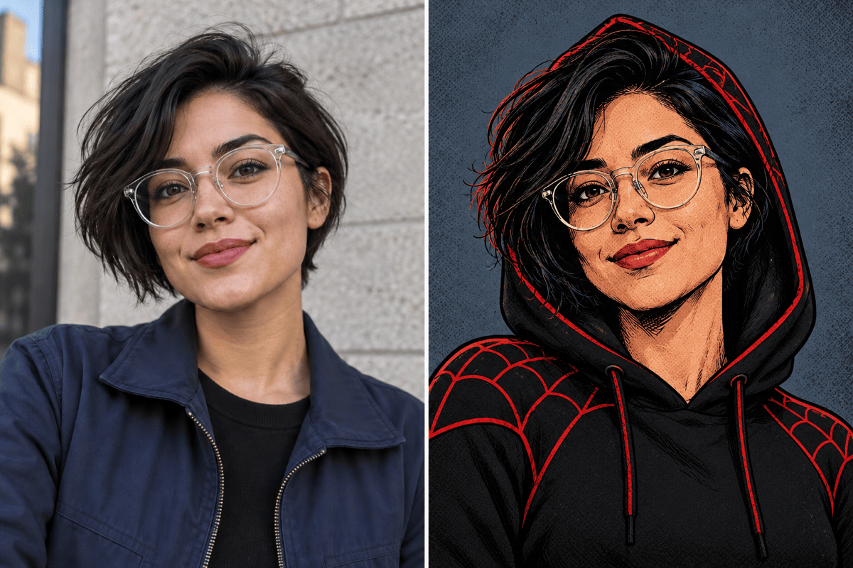 Spider-Man hooded avatar before and after