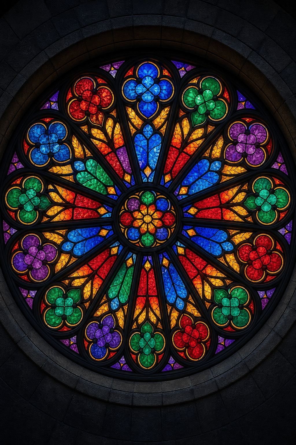 AI Gothic stained glass window