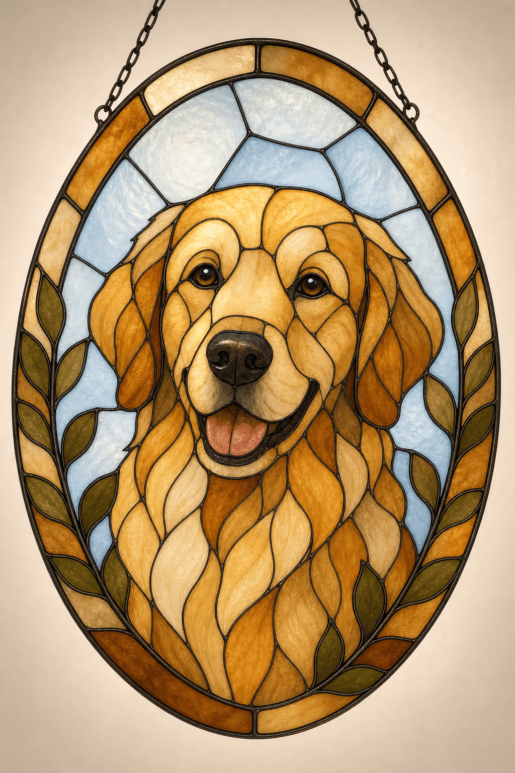 Custom pet stained glass portrait