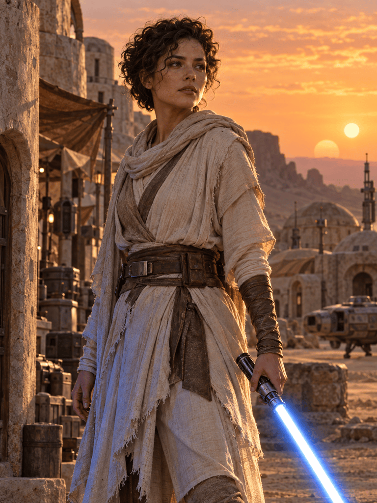 AI Jedi portrait at sunset