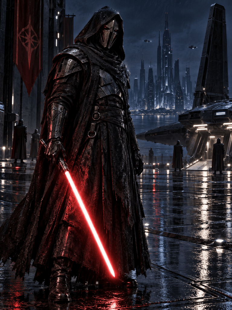 AI Sith character in rain