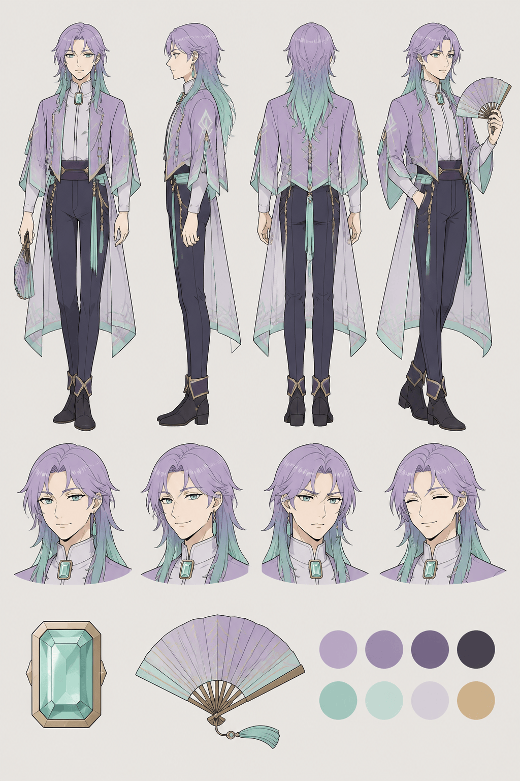 Original gemstone cartoon character turnaround