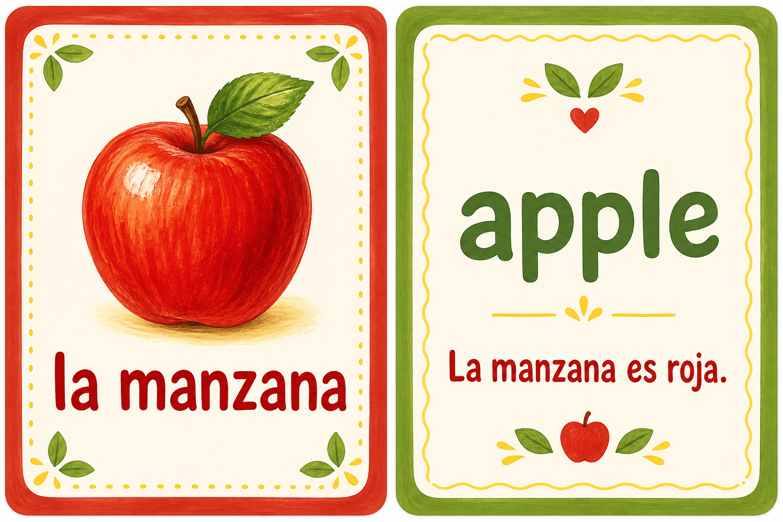 AI Spanish vocabulary flashcards with visual cues