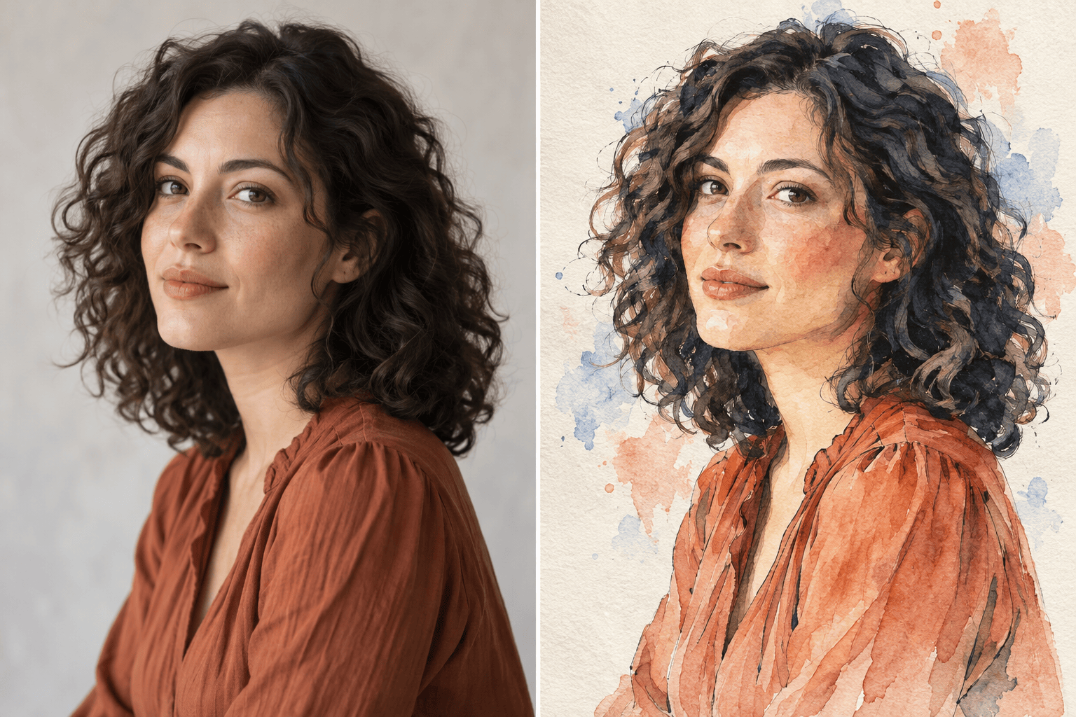 AI portrait style generator before and after