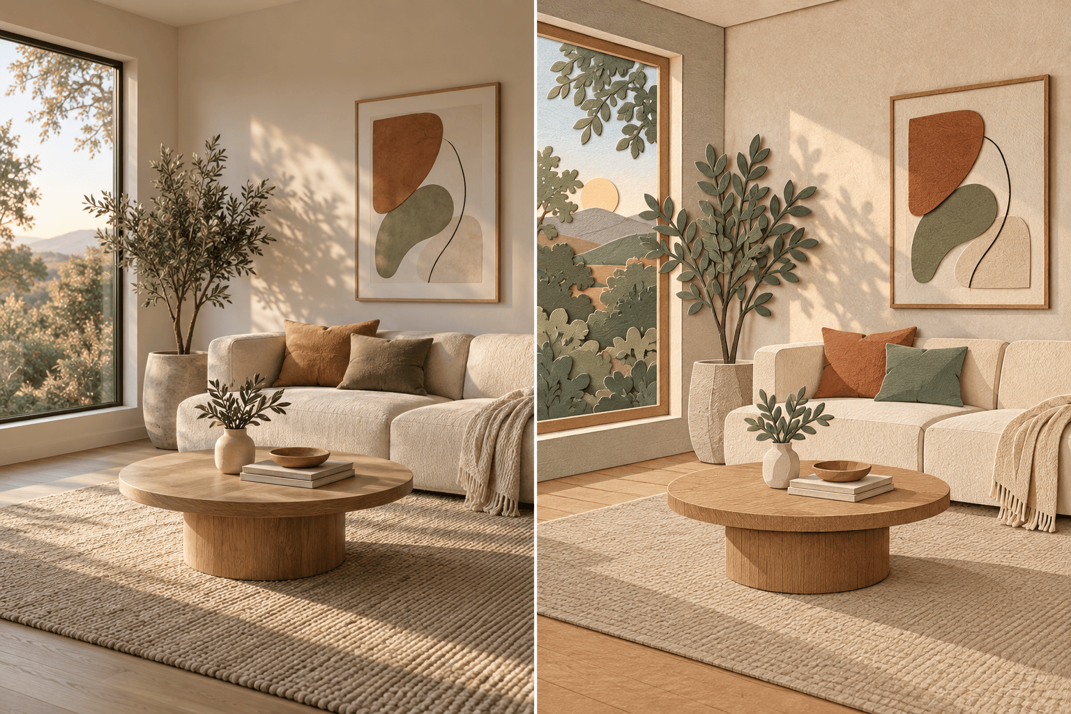 AI interior restyle before and after