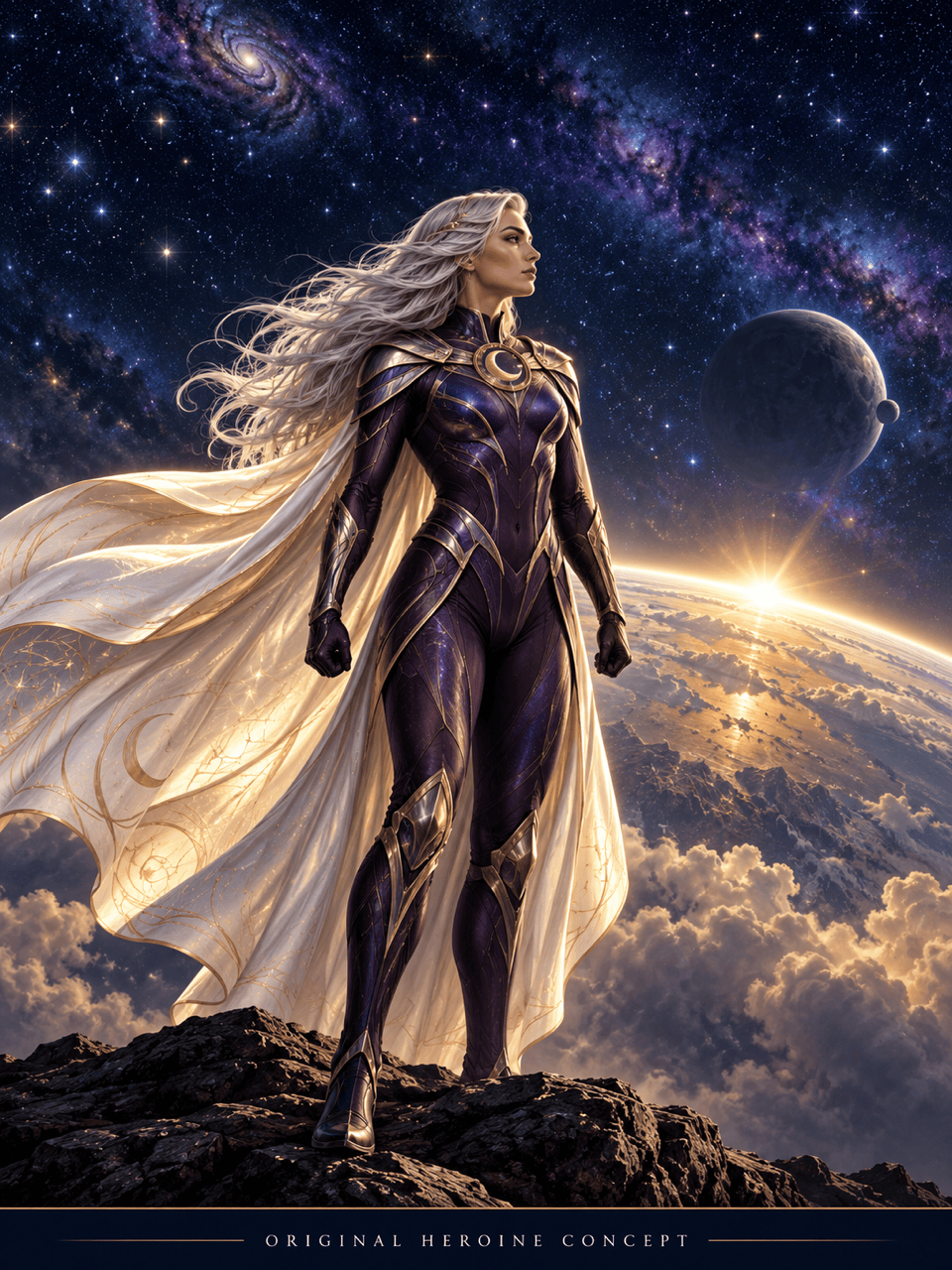 Original cosmic superheroine wallpaper concept