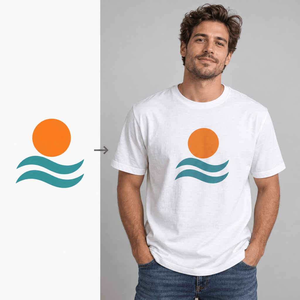 AI T-shirt mockup on studio model