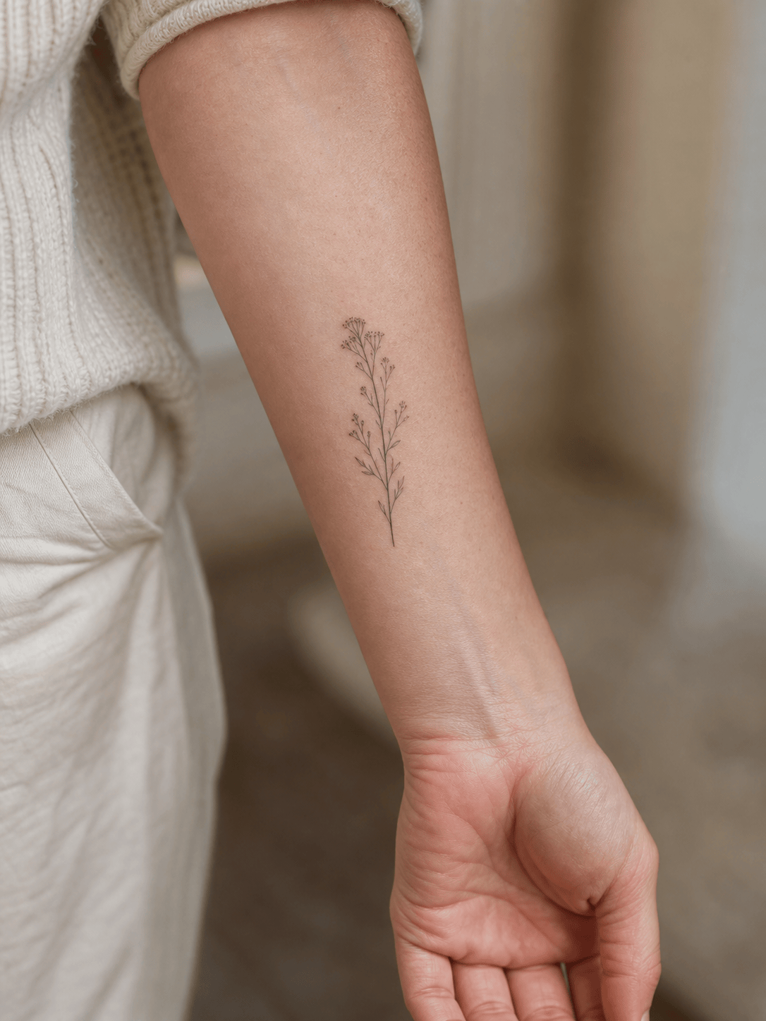 fine-line AI tattoo try on on a forearm
