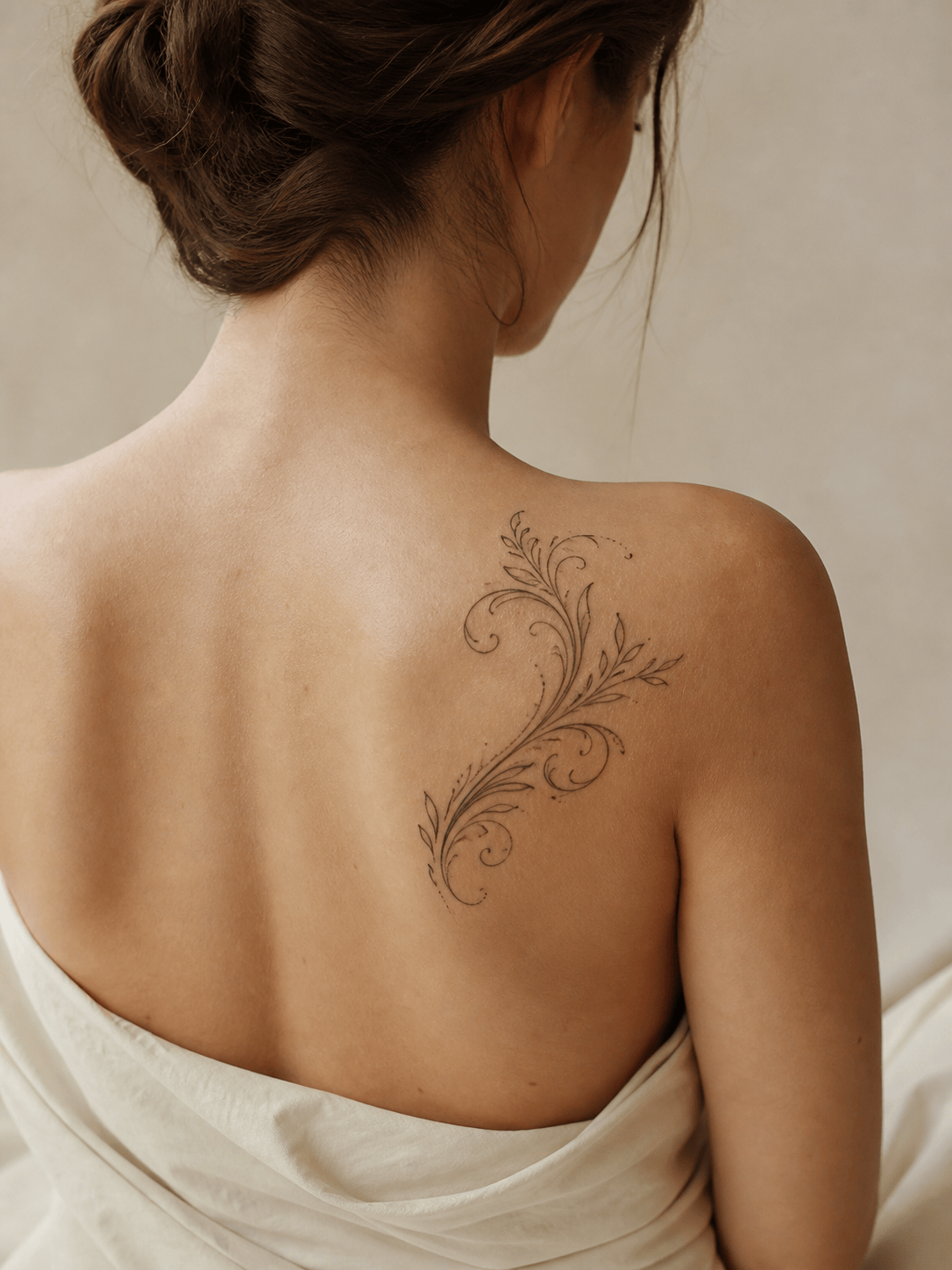 ornamental tattoo placement preview on an upper back