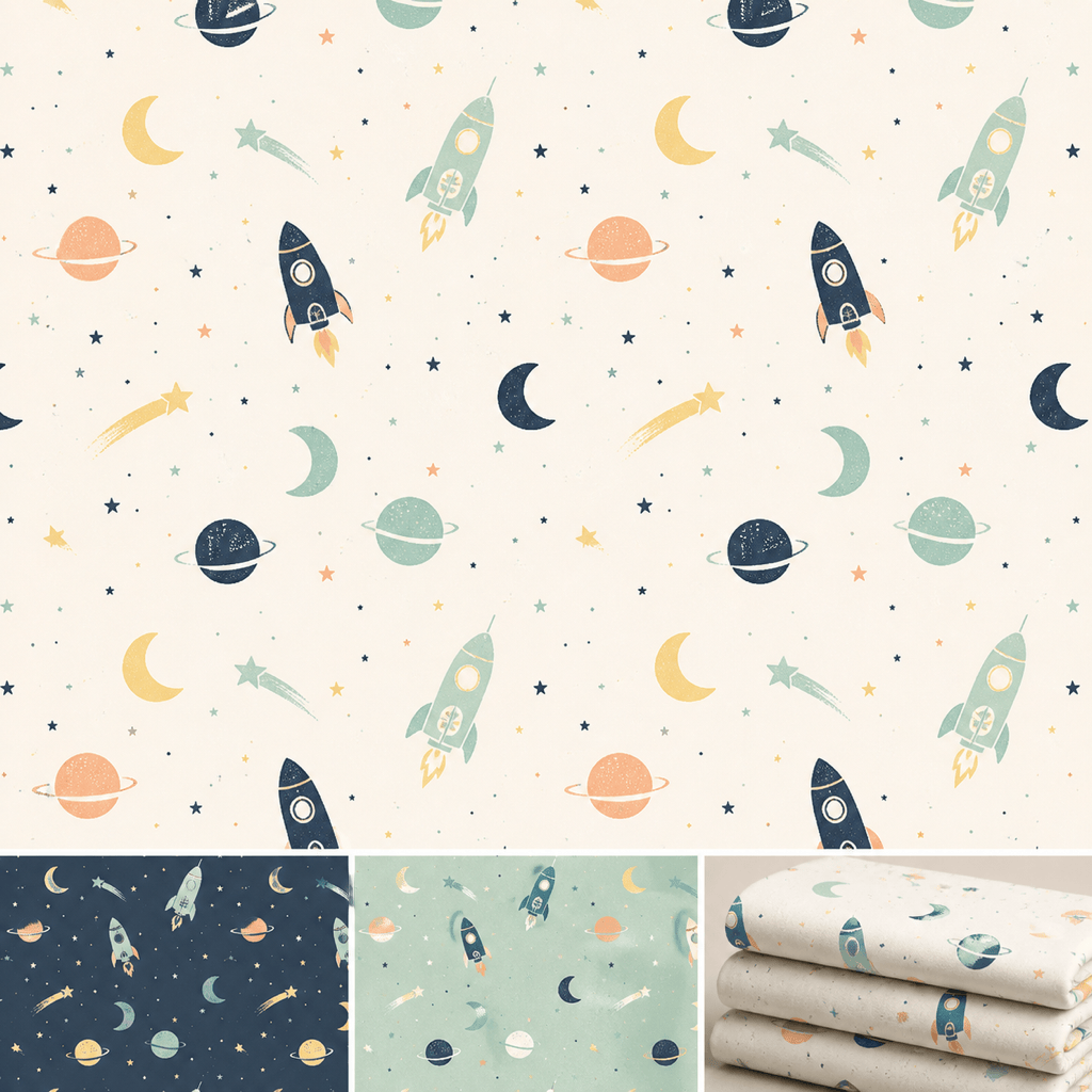 Kids space textile pattern