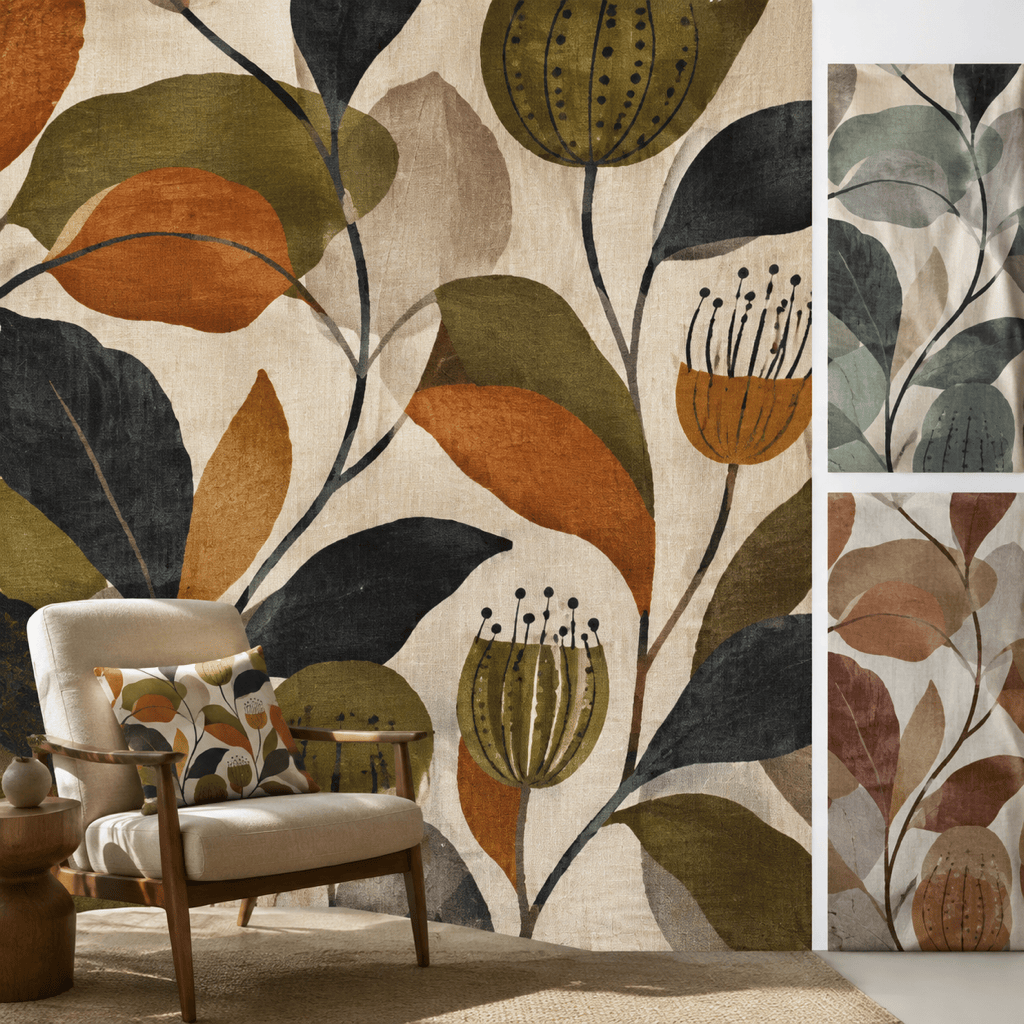 Upholstery botanical textile mockup