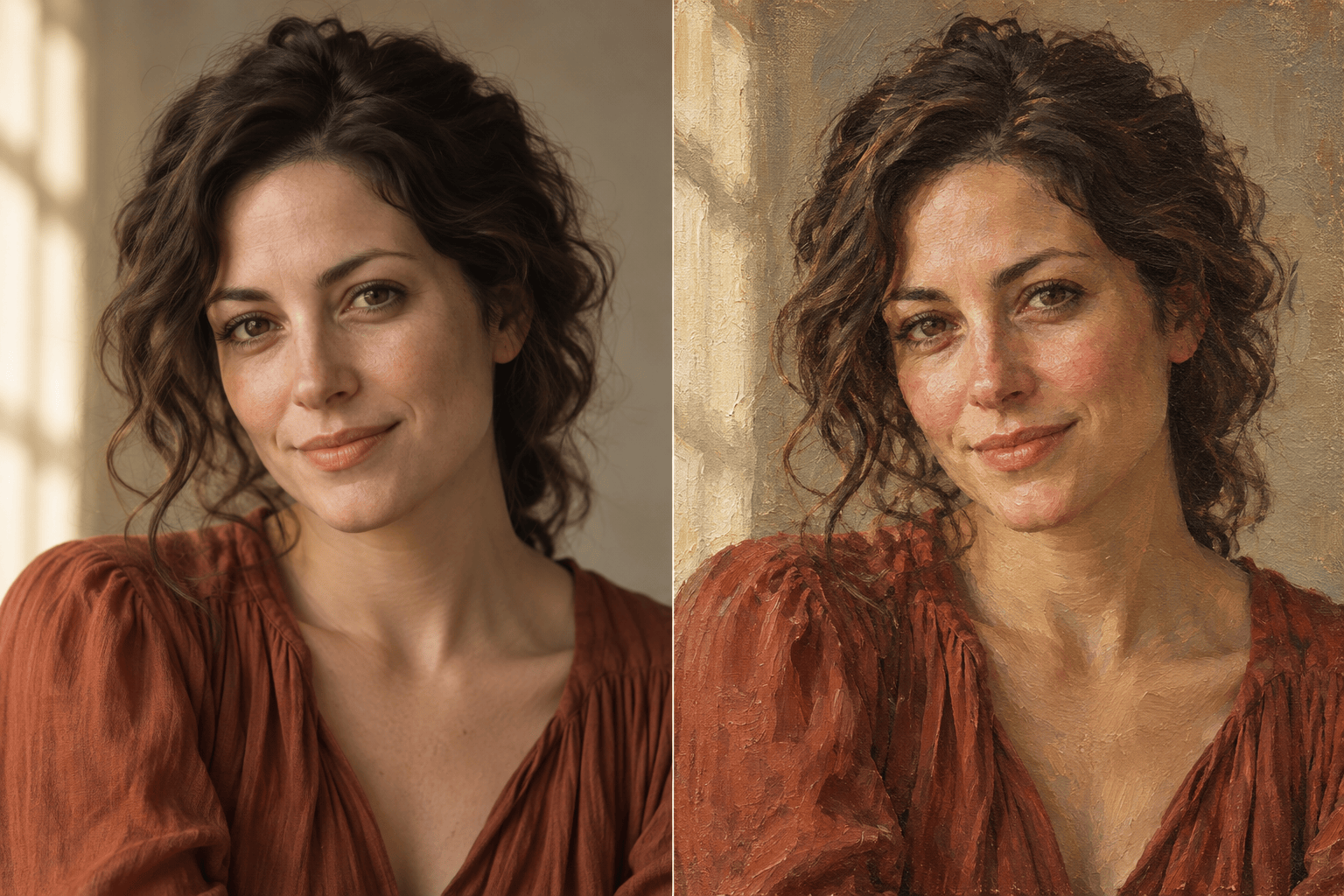 AI portrait photo to painting