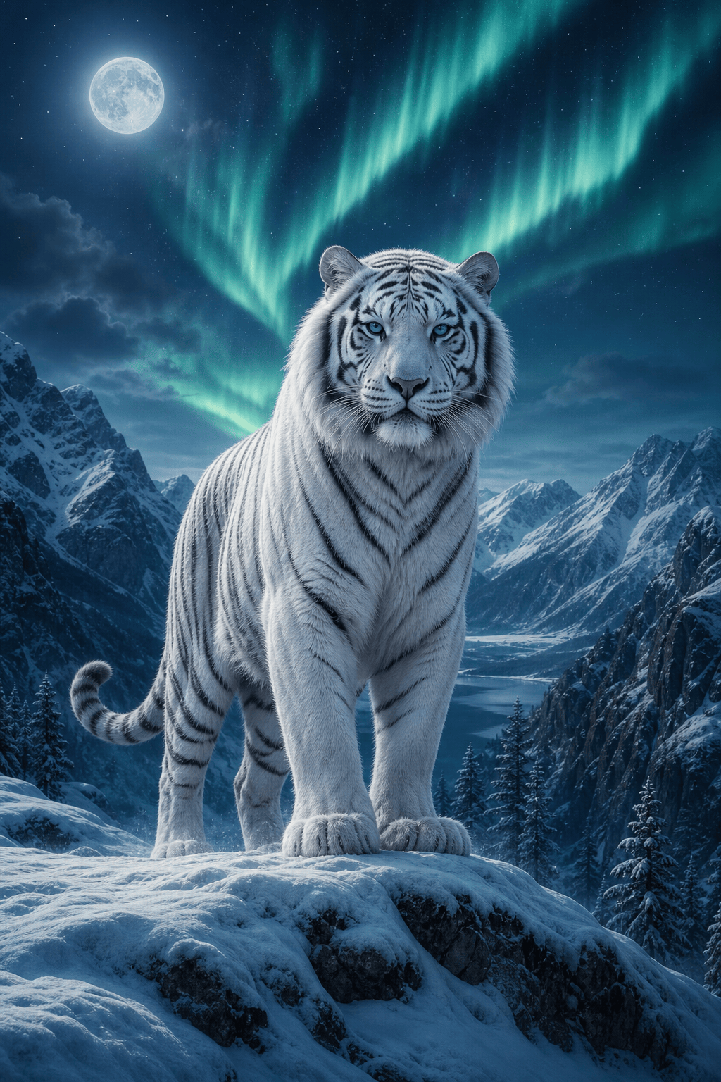 Fantasy white tiger AI