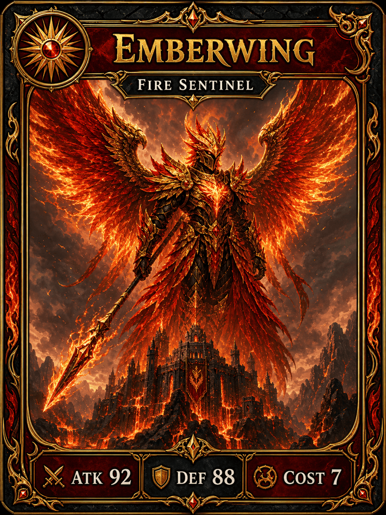 AI fantasy hero trading card